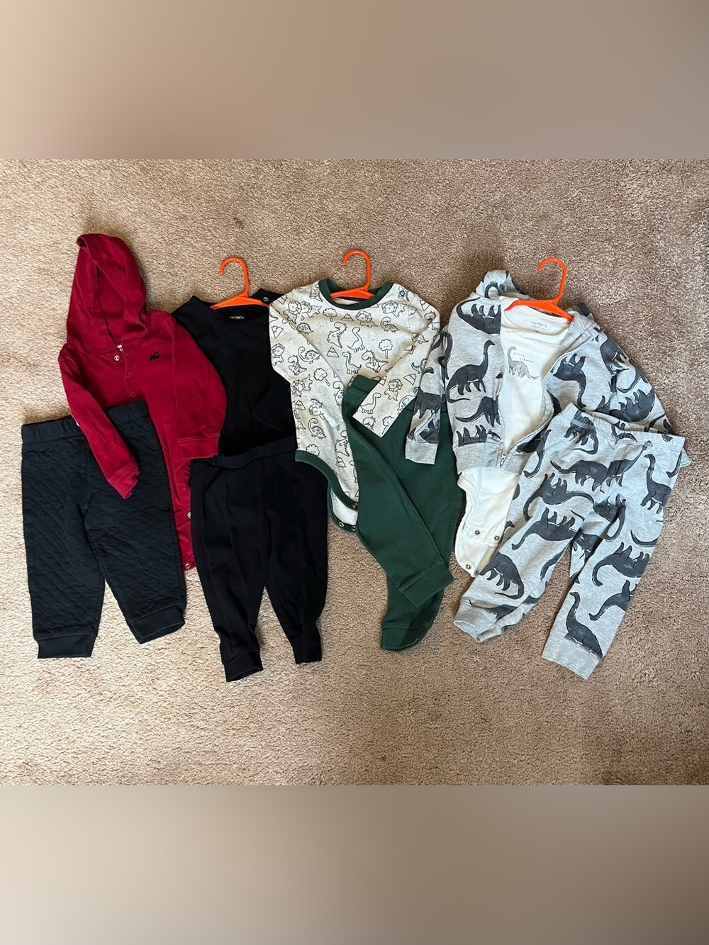 Toddlers 18 months Mixed Jogger & Hoodie Sets- Green, Gray, Black, Burgundy